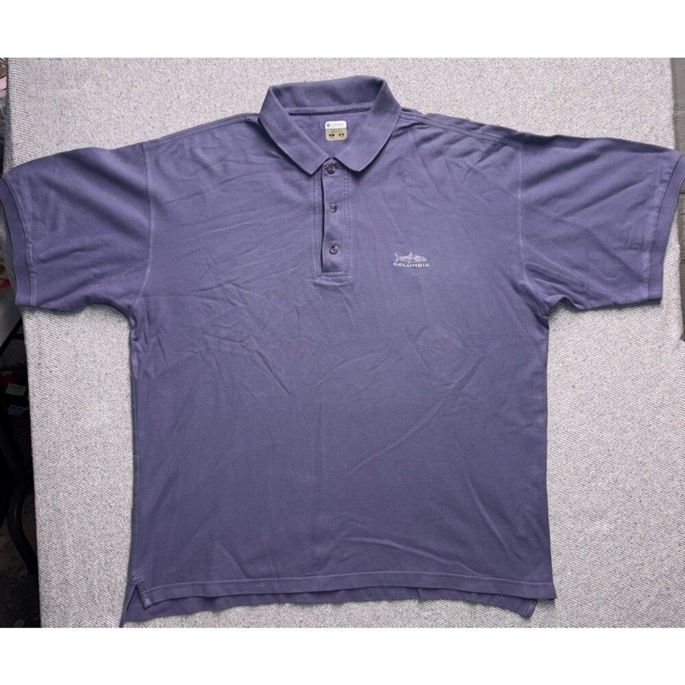 Columbia Men's Size Large Purple Short Sleeve 100% Cotton Polo Shirt
